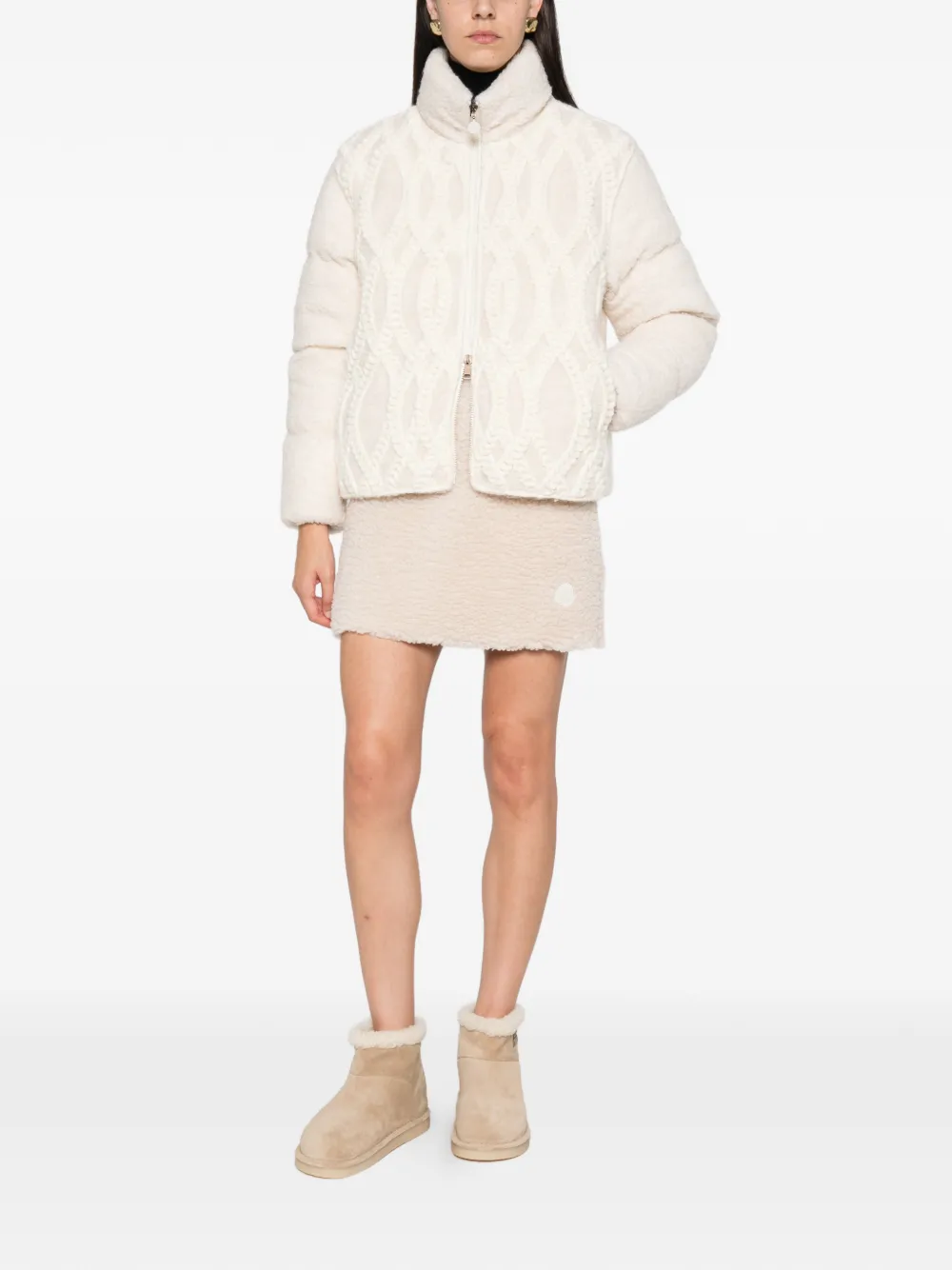 Moncler Nitidule kabelgebreid gewatteerd jack Beige