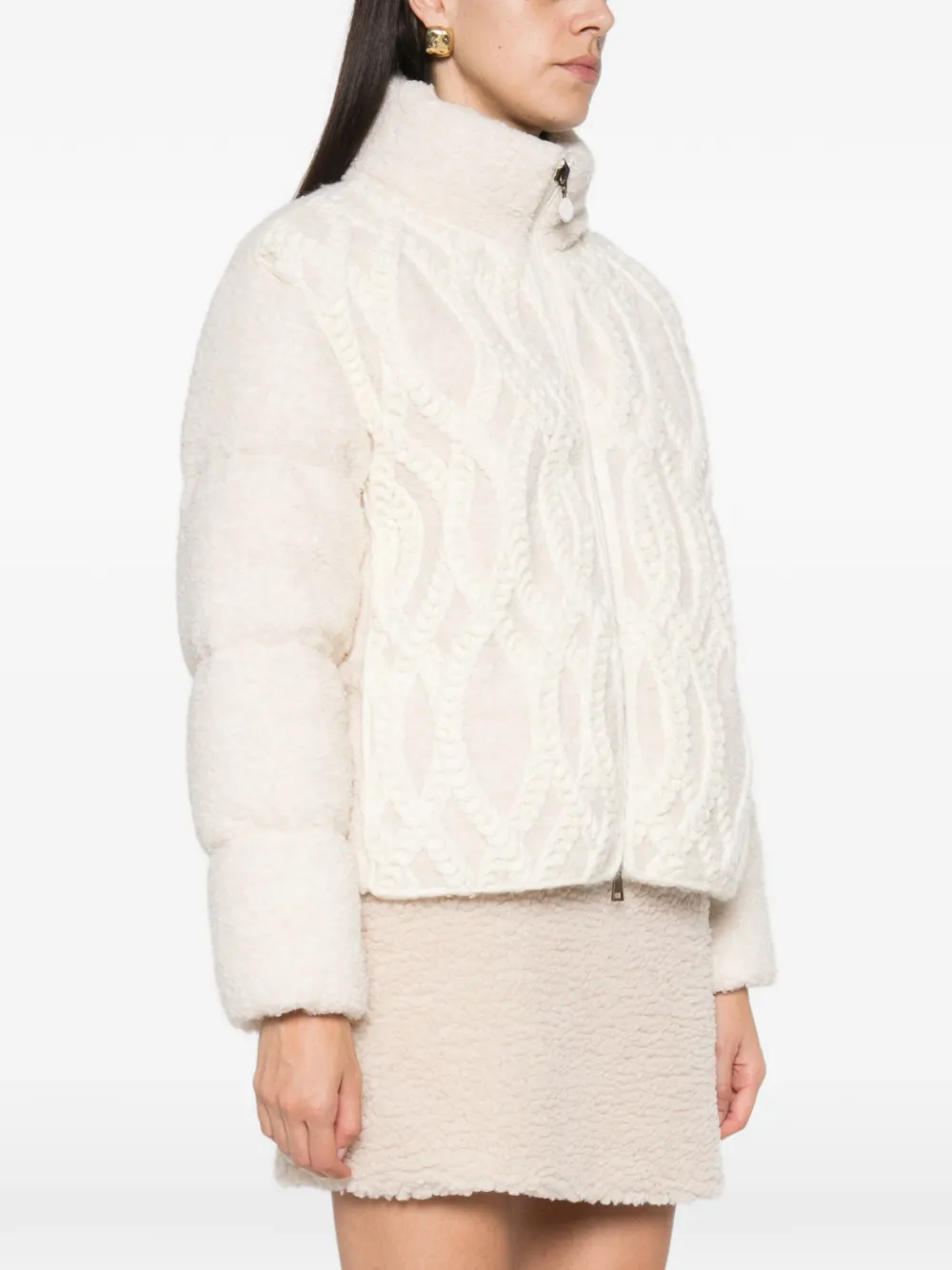 Moncler Nitidule kabelgebreid gewatteerd jack Beige