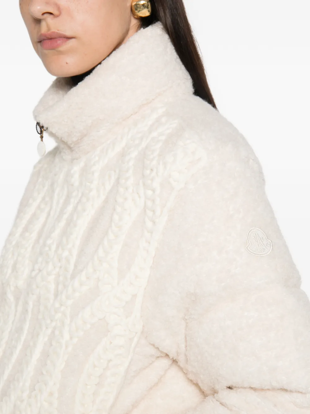 Moncler Nitidule kabelgebreid gewatteerd jack Beige