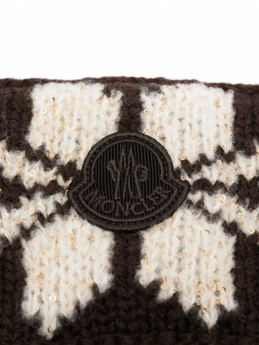 Moncler Intarsia gebreide haarband verfraaid met pailletten Bruin