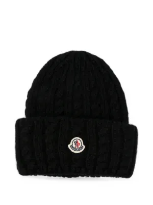 MONCLER ブラックケーブルニットビーニー モンクレール 【公式通販】