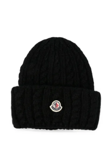 Moncler cable knit wool blend beanie hat