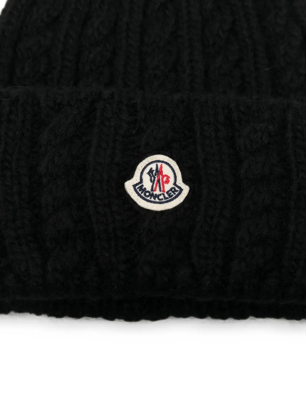 Moncler Kabelgebreide muts van wolblend Zwart