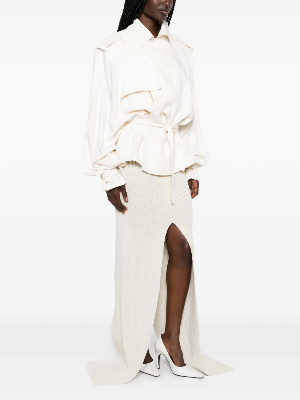 Rick Owens Ribgebreide maxi-rok Beige