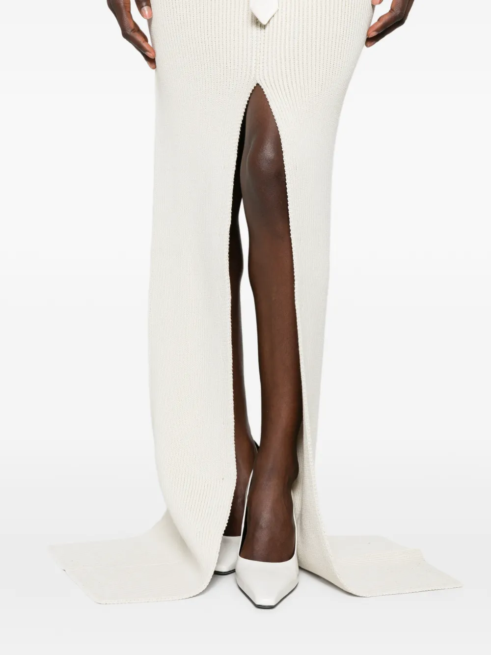 Rick Owens Ribgebreide maxi-rok Beige