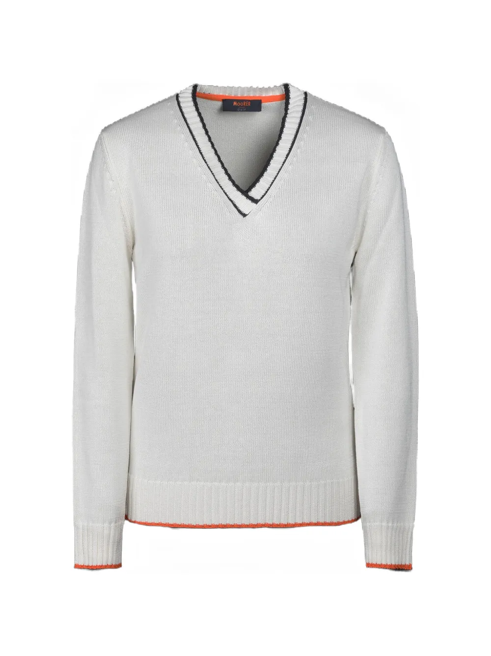 Moorer Boulie-Cse striped V-neck jumper - Weiß