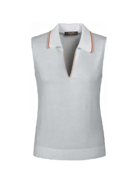 Moorer Shanqin-Cre sleeveless zip-up polo shirt