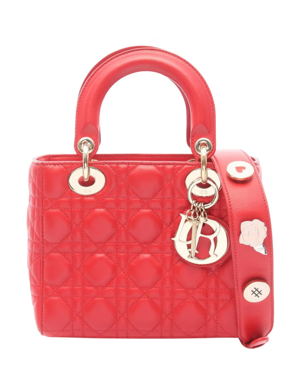Christian Dior Pre-Owned 2010-2026 Small Calfskin Cannage My ABCDior Lady Dior satchel - Rosso