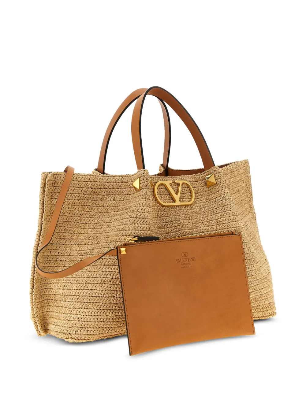 Valentino Garavani VLogo Signature stud-embellished tote bag - Neutrals