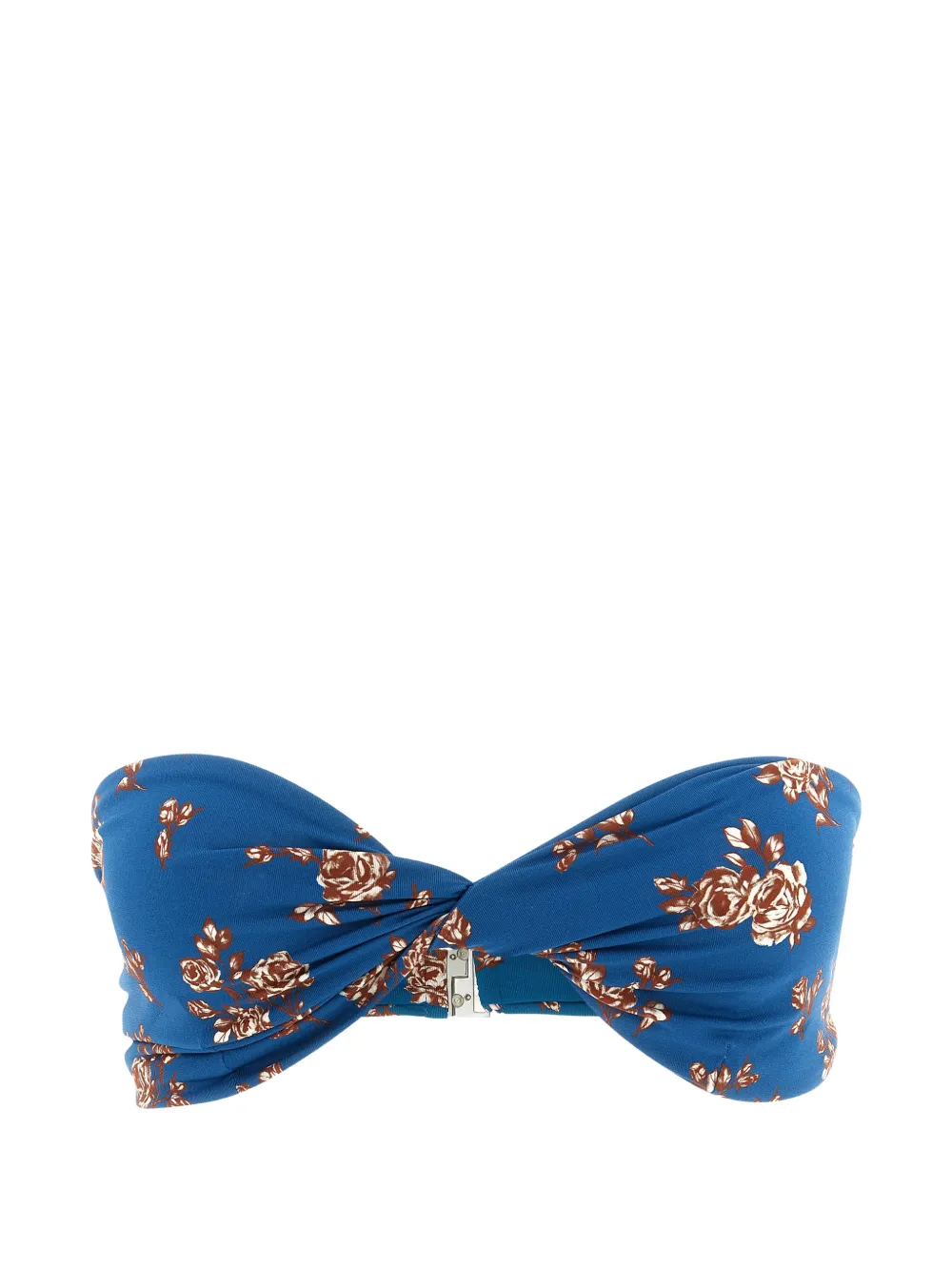 Magda Butrym floral-print twisted bikini top - Blu