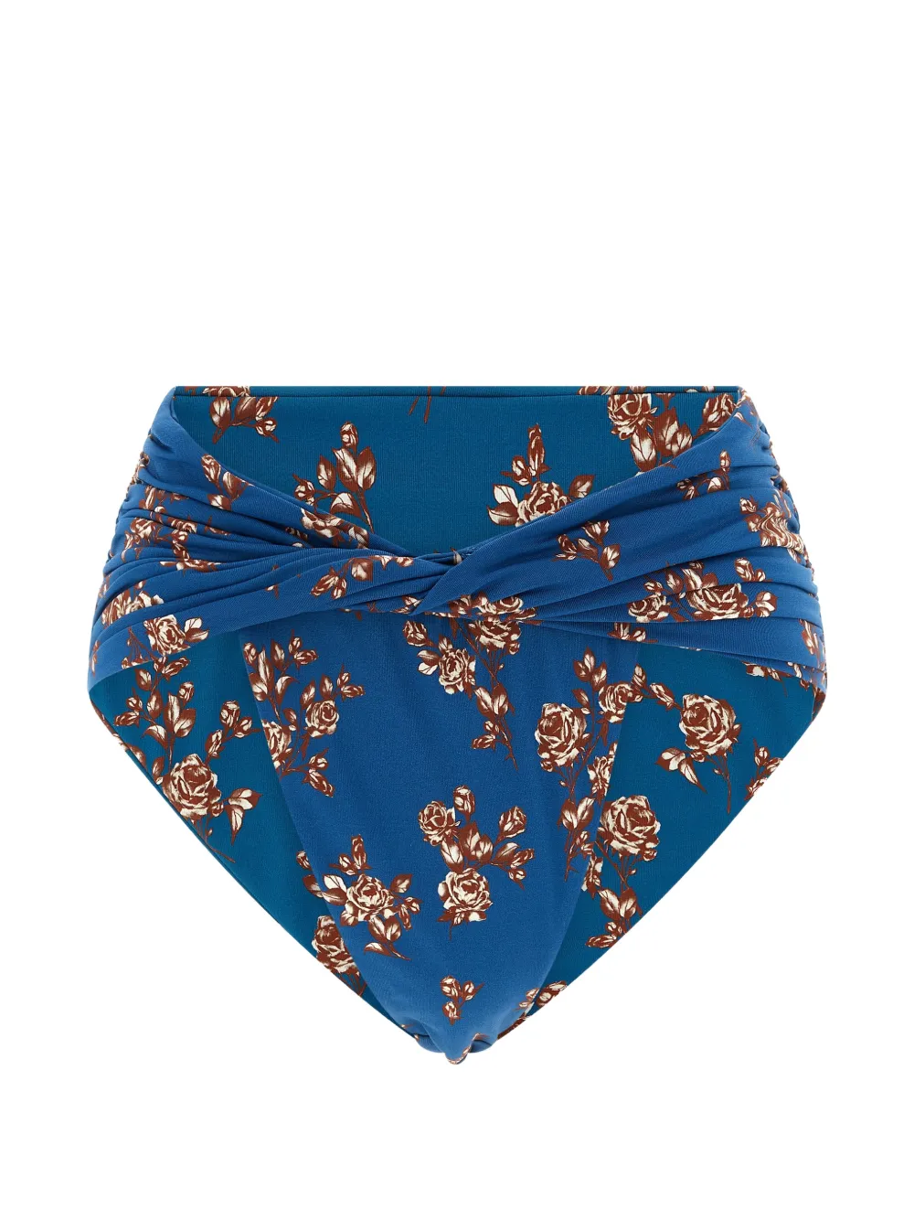 Magda Butrym floral-print ruched bikini briefs - Blau