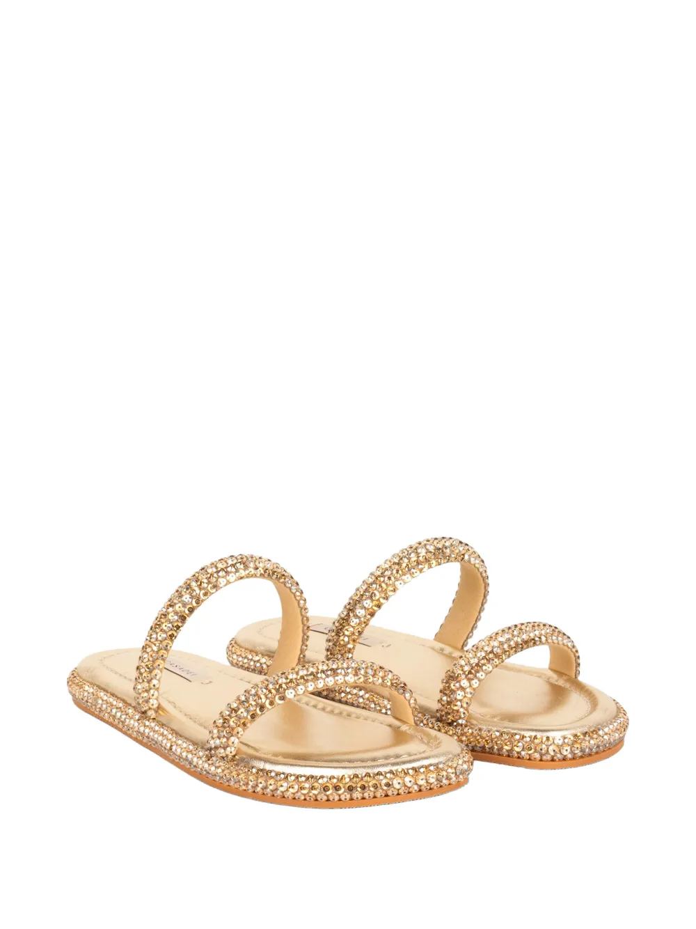 Casadei crystal-embellished double-strap sandals Goud