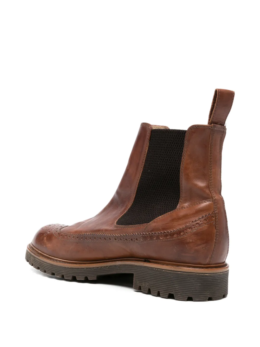 Eleventy Leren Chelsea laarzen met brogue-detail Bruin