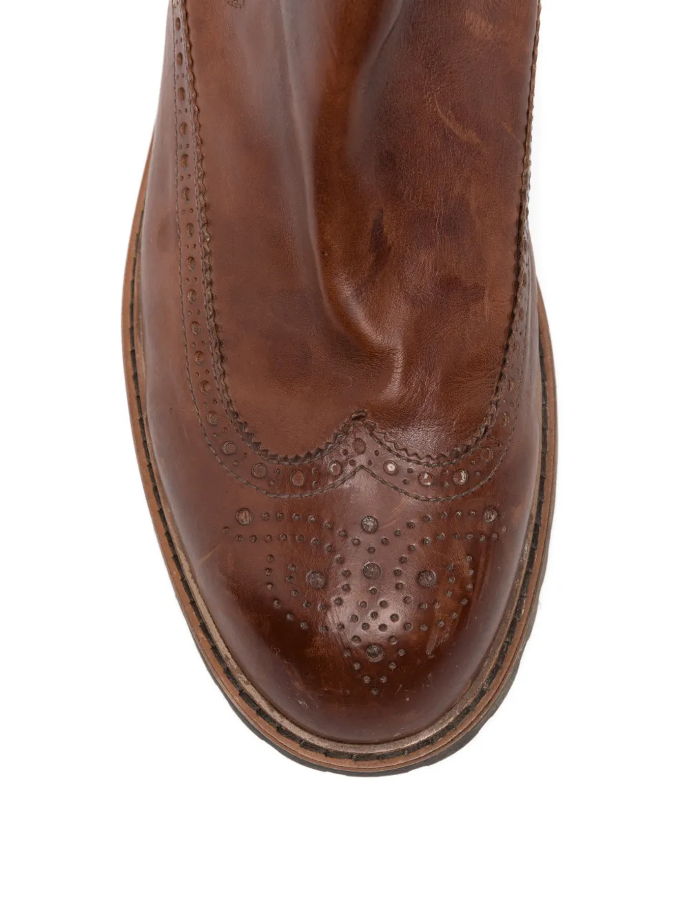Eleventy Leren Chelsea laarzen met brogue-detail Bruin