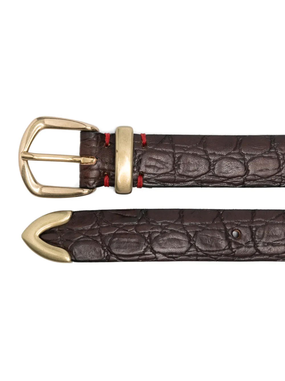 Eleventy Riem met krokodillen-reliëf Bruin