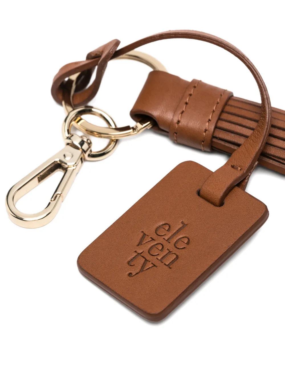 Eleventy Sleutelhanger met kwastje Bruin