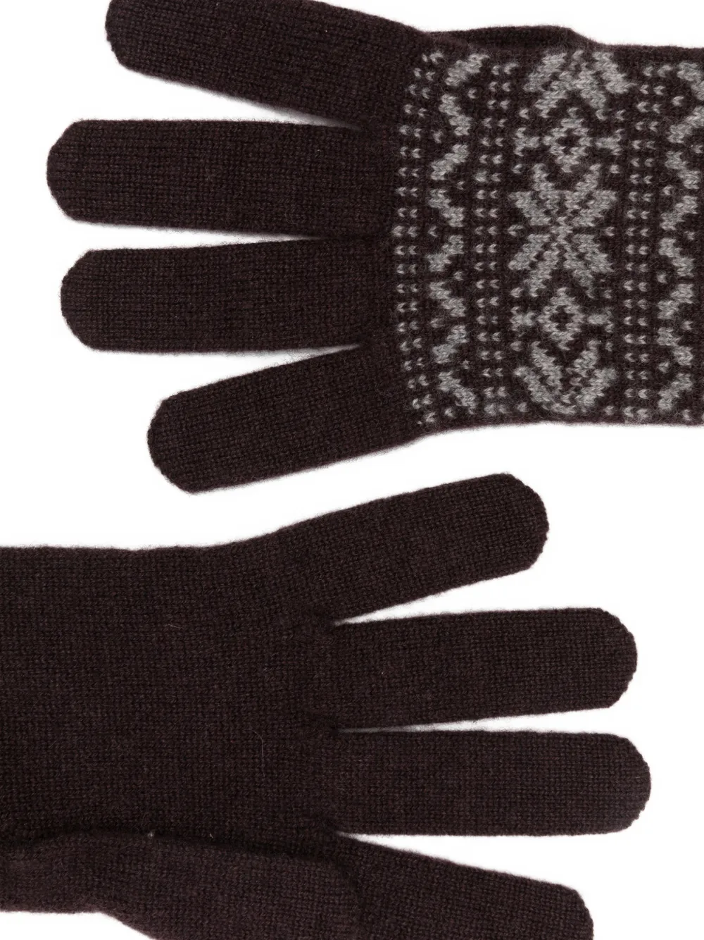 Eleventy Fair Isle handschoenen met geribbelde cuffs Bruin