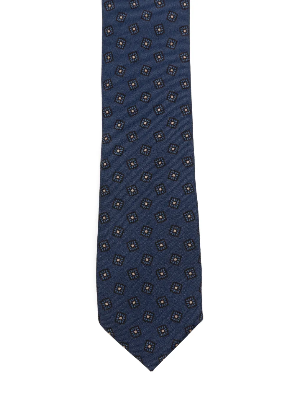 Eleventy Zijden stropdas met geometrisch patroon Blauw