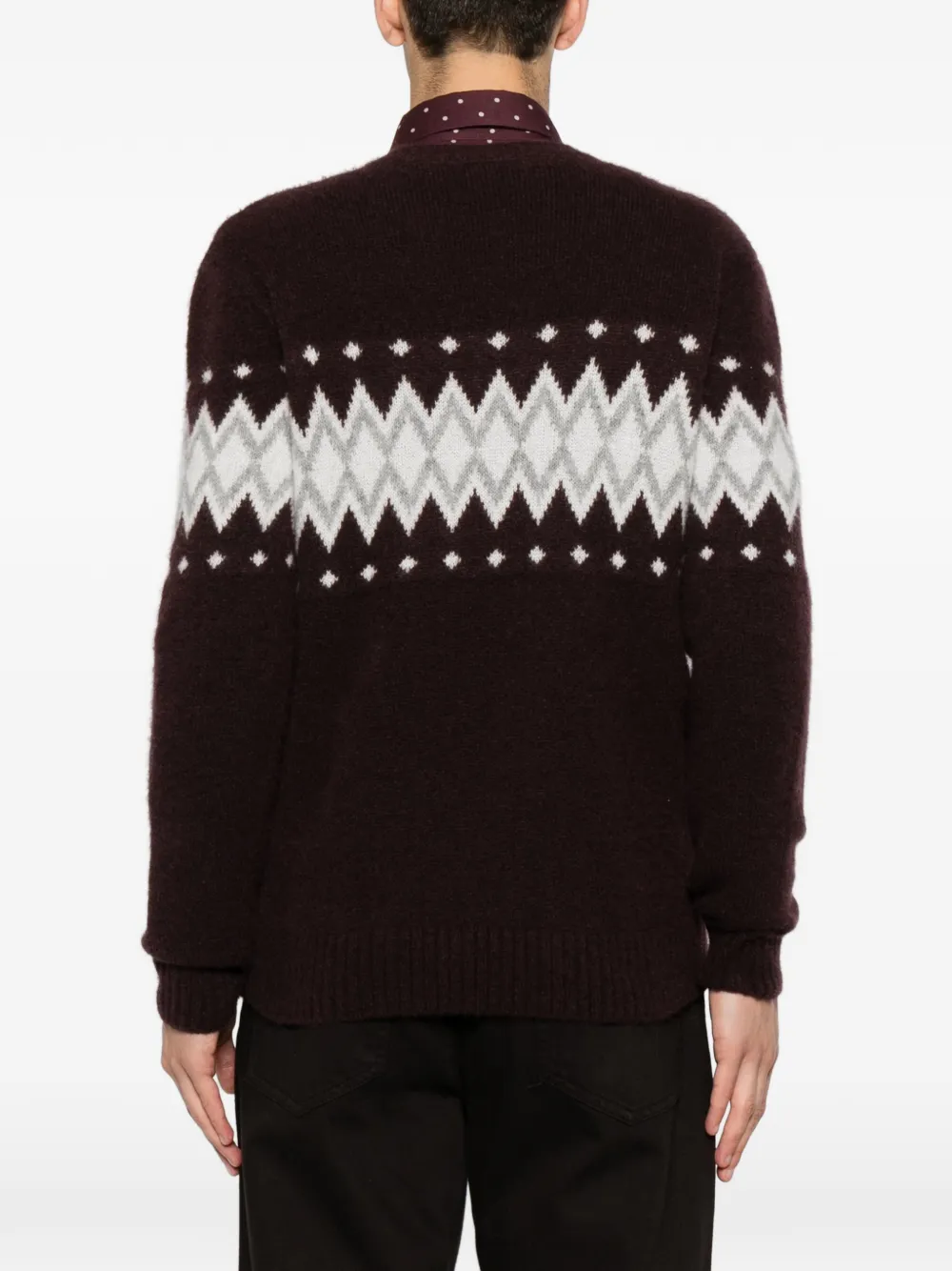 Eleventy Fair isle gebreide trui met ronde hals Rood