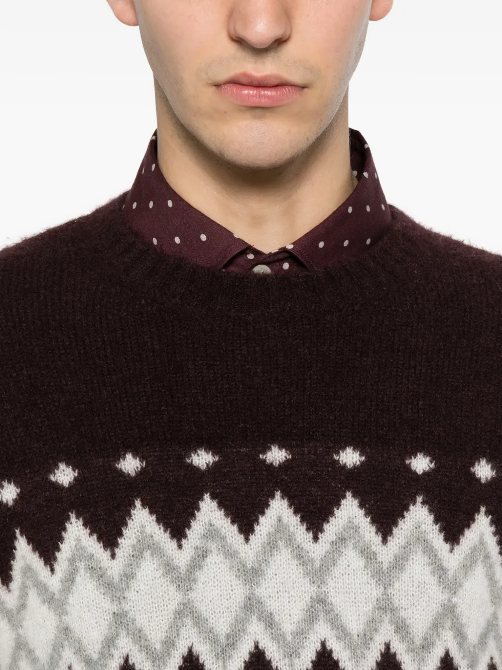 Eleventy Fair isle gebreide trui met ronde hals Rood