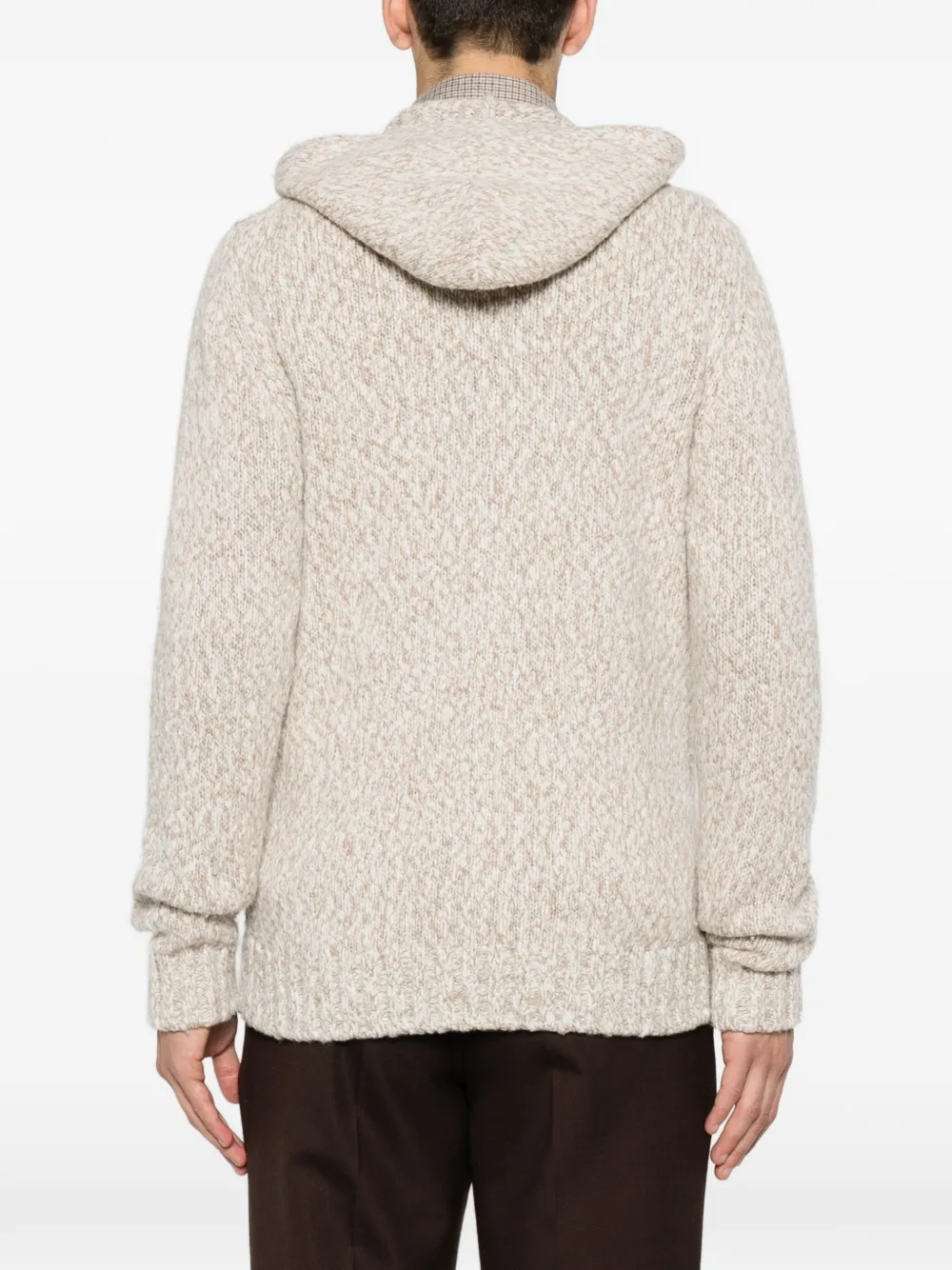 Eleventy Grofgebreide hoodie Beige