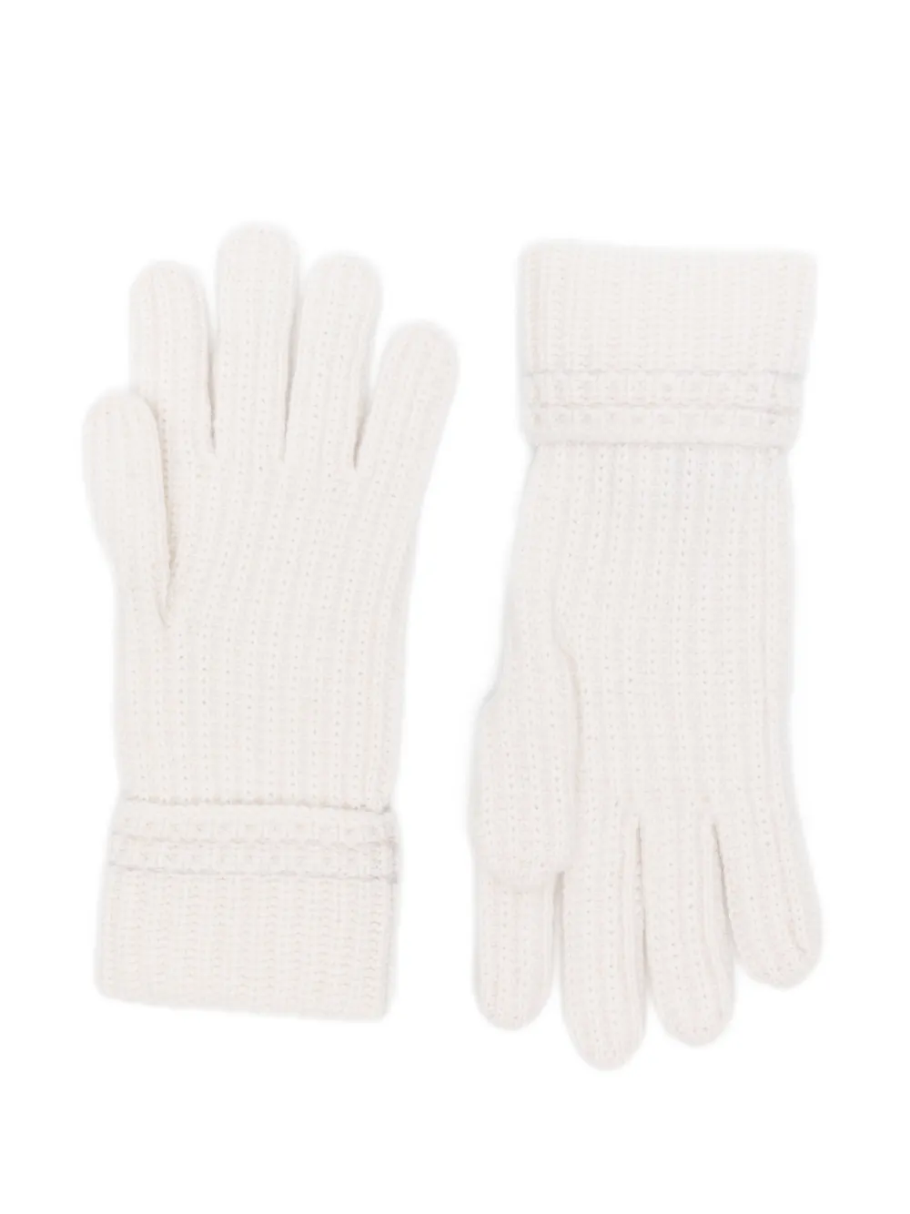 Eleventy Ribgebreide handschoenen met logopatch Beige