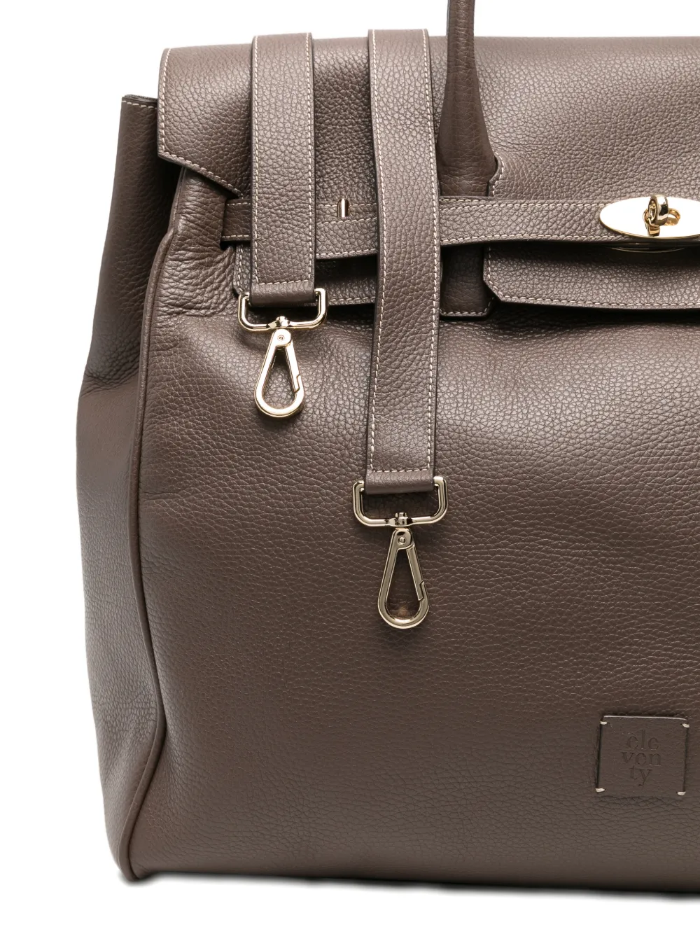 Eleventy Shopper van bewerkt leer Bruin