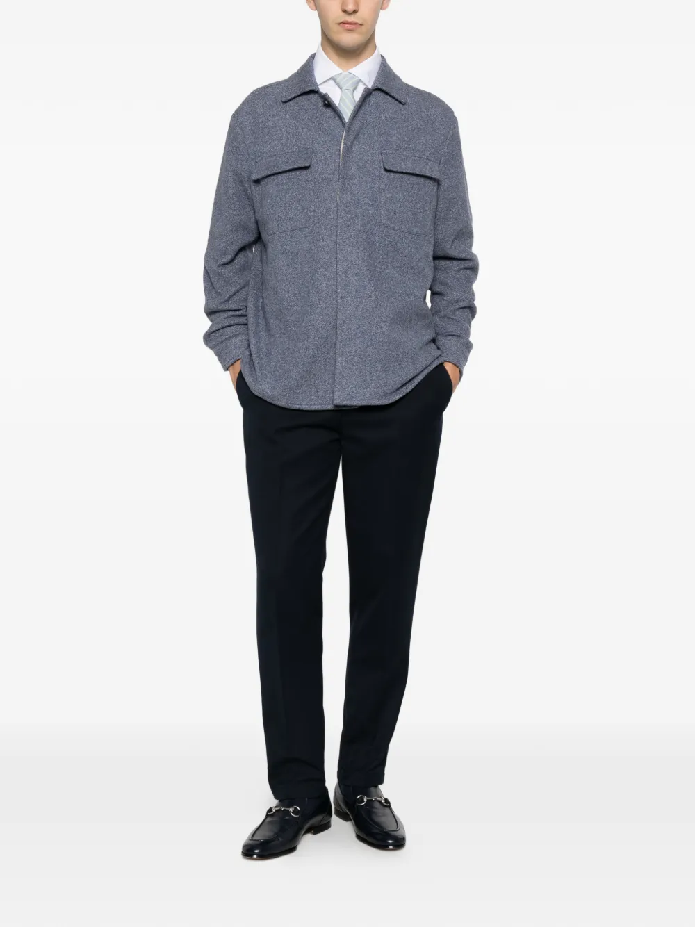 Eleventy Shirtjack met klepzak Blauw