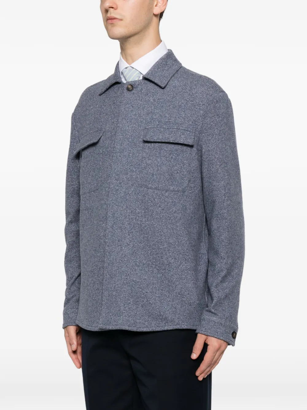 Eleventy Shirtjack met klepzak Blauw