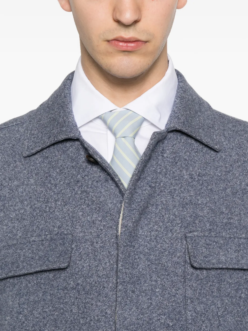 Eleventy Shirtjack met klepzak Blauw