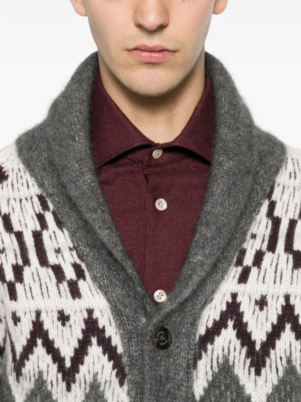 Eleventy Fair Isle vest met sjaalkraag Grijs