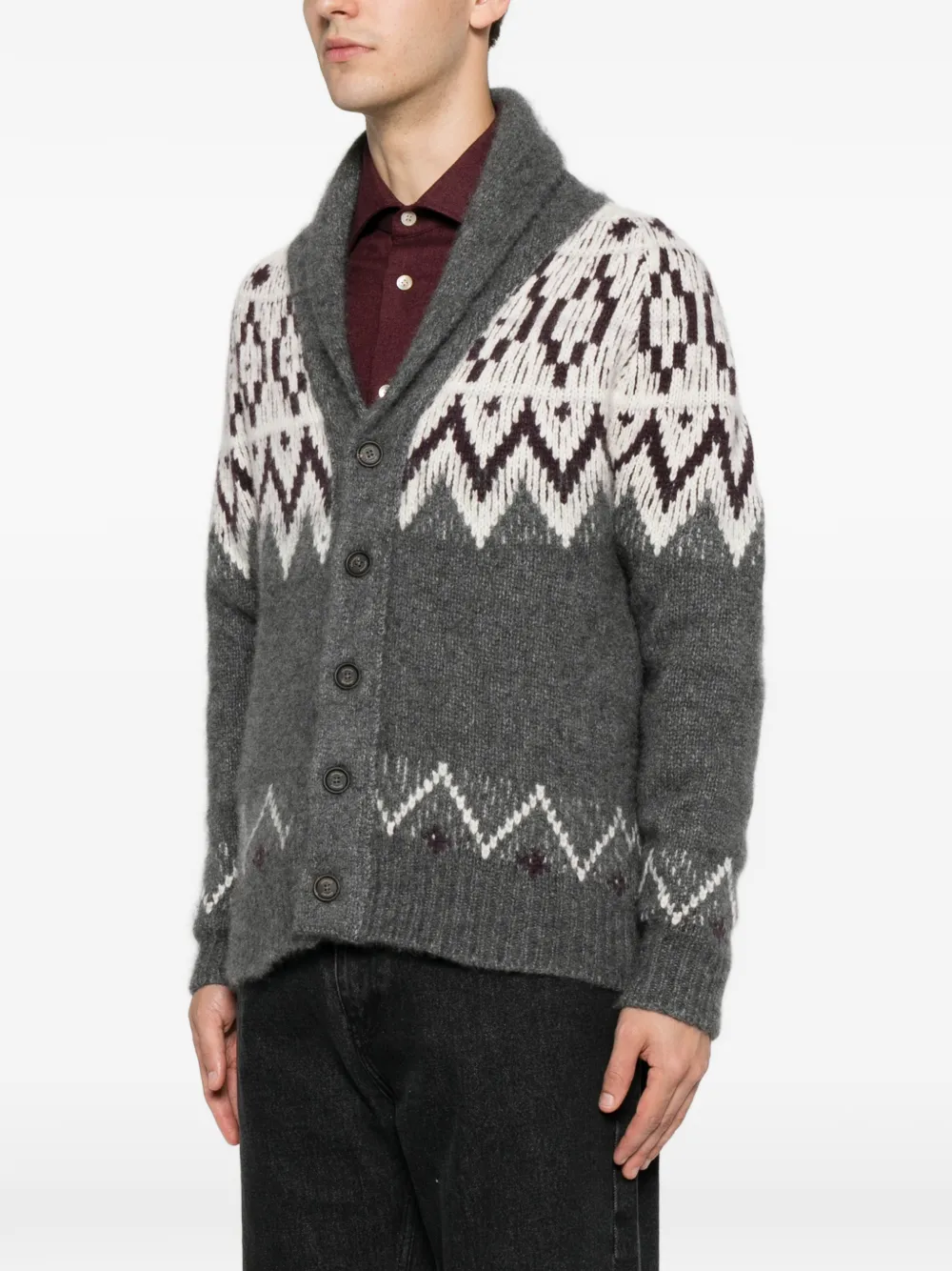 Eleventy Fair Isle vest met sjaalkraag Grijs