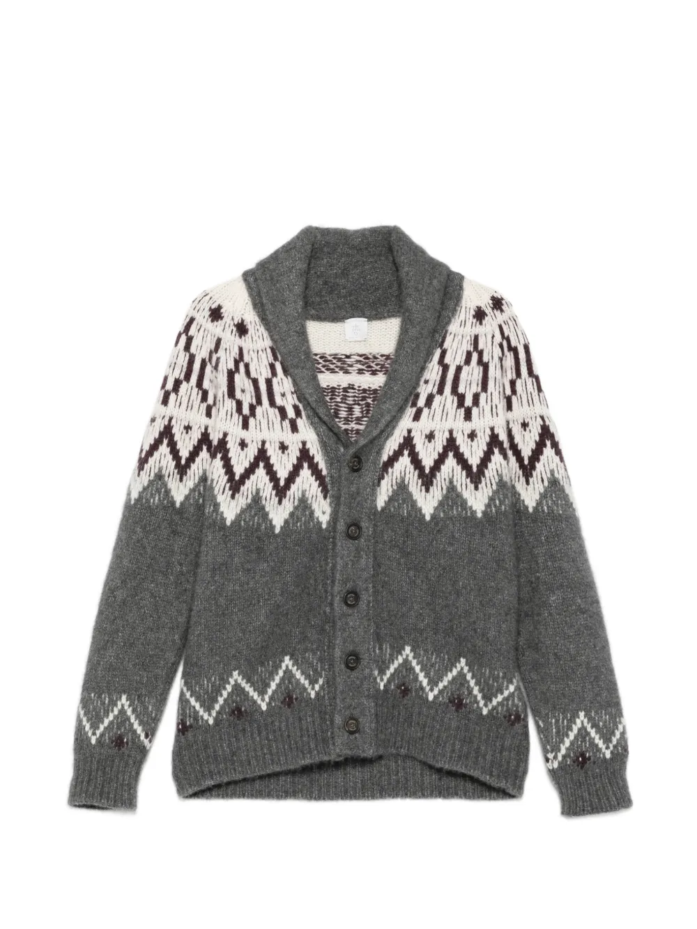 Eleventy fair isle shawl-collar cardigan - Grey