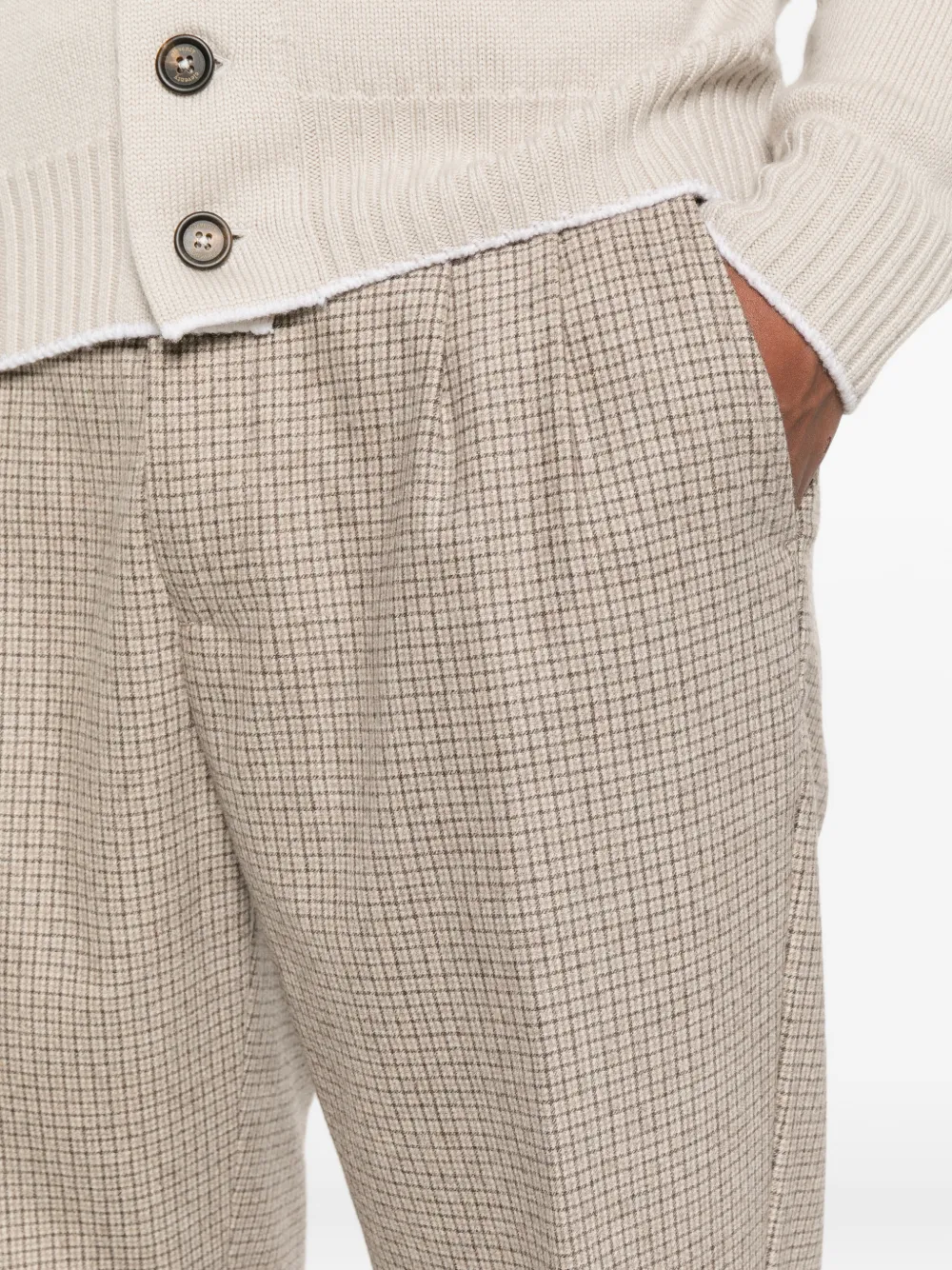 Eleventy Geruite plooibroek Beige