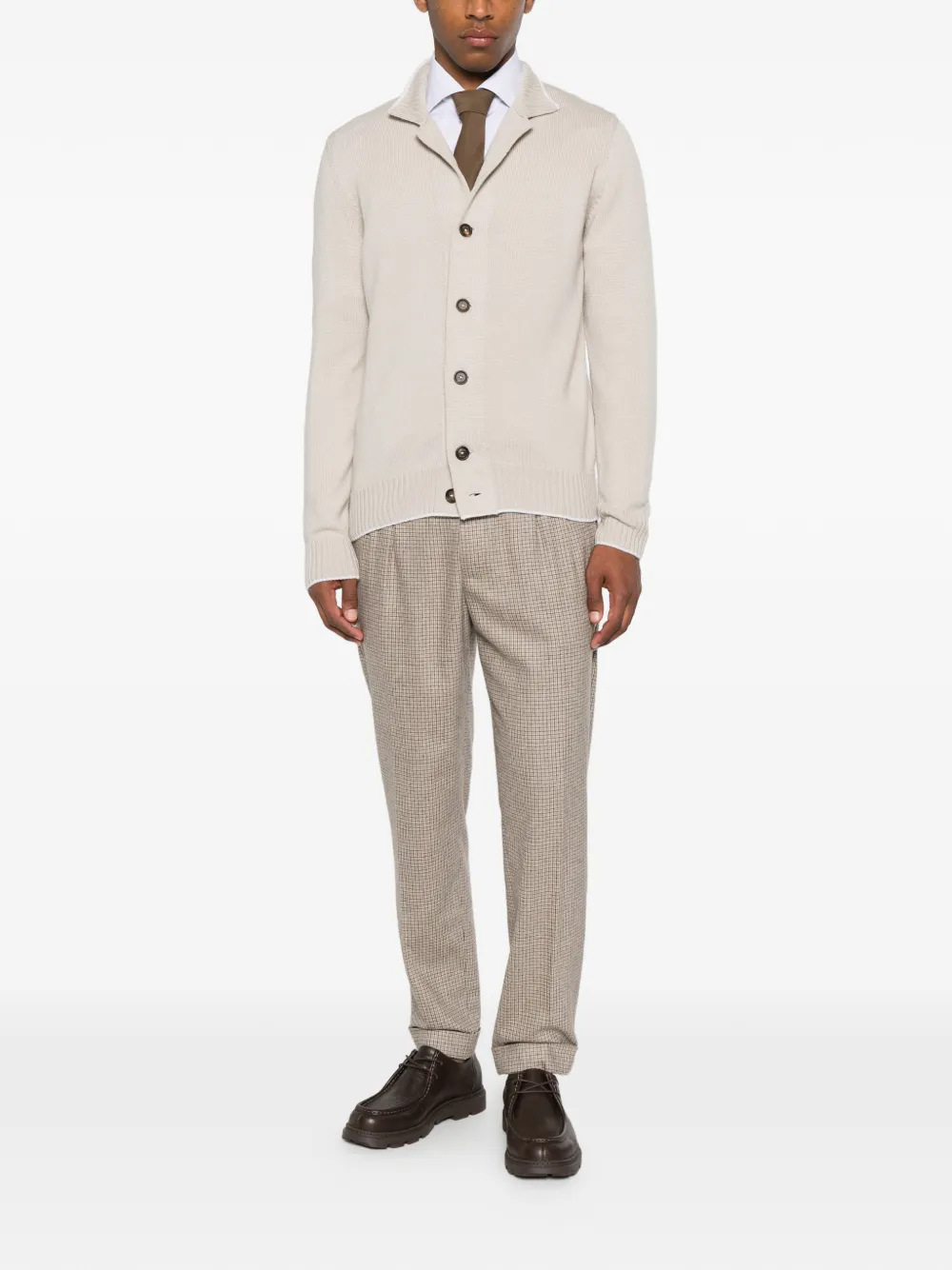 Eleventy Geruite plooibroek Beige
