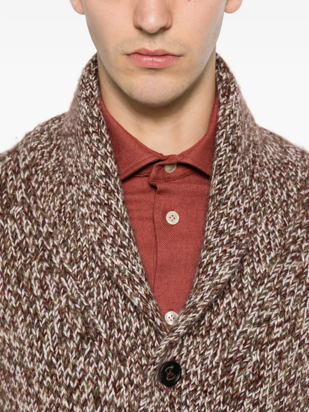 Eleventy Grofgebreid vest met sjaalkraag Rood