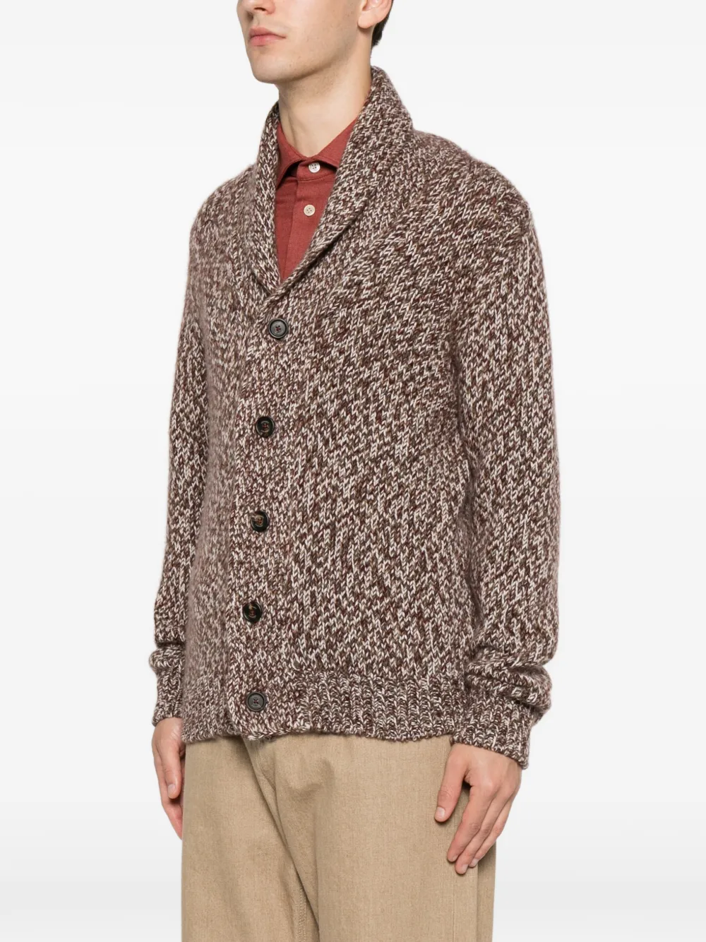 Eleventy Grofgebreid vest met sjaalkraag Rood
