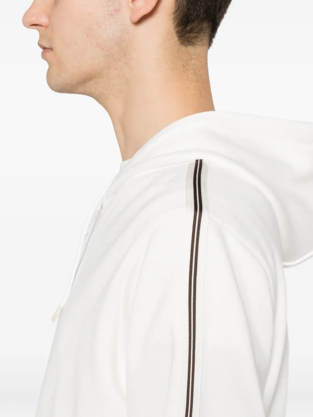 Eleventy Hoodie met zijstreep Beige