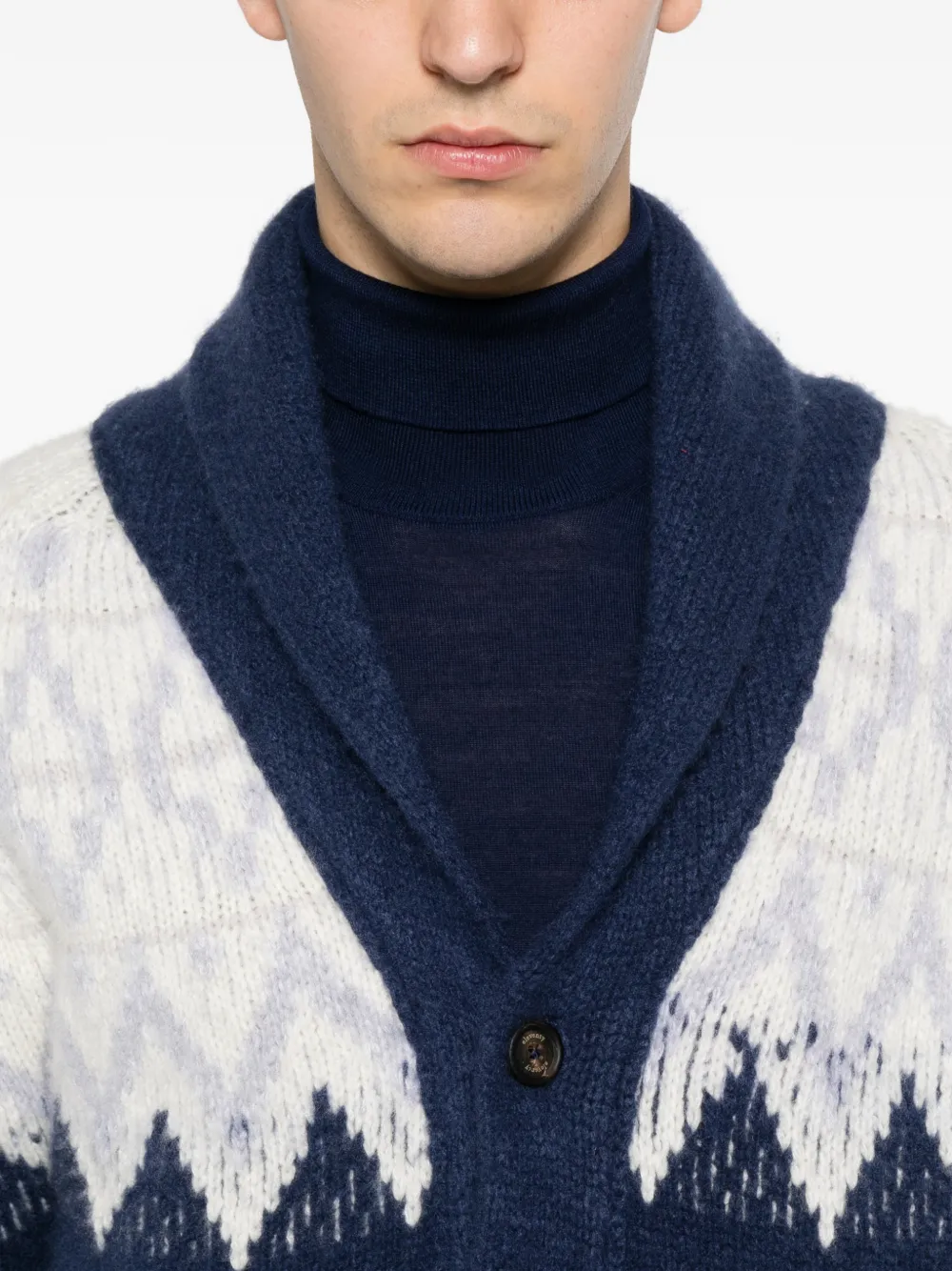Eleventy Fair Isle gebreid vest met sjaalkraag Blauw