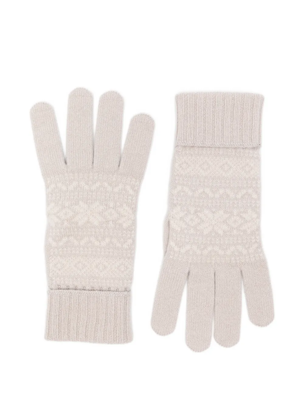 Eleventy Handschuhe mit Fair-Isle-Strickmuster - Nude