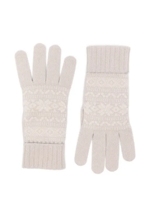 Eleventy Fair Isle-knit ribbed-cuff gloves