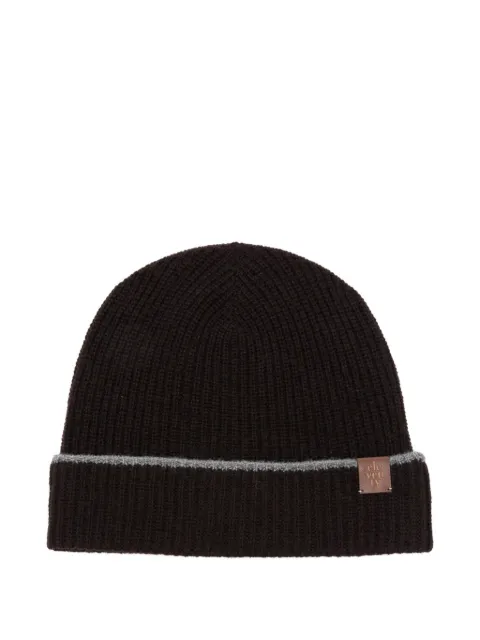 Eleventy logo-patch ribbed-knit beanie hat