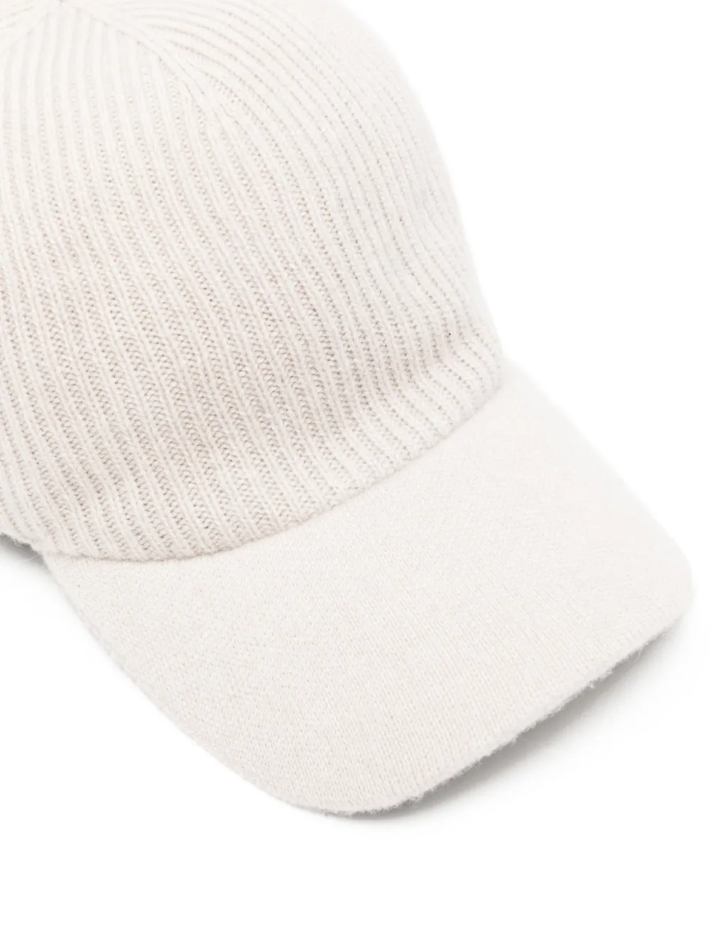 Eleventy Ribgebreide kasjmier honkbalpet Beige