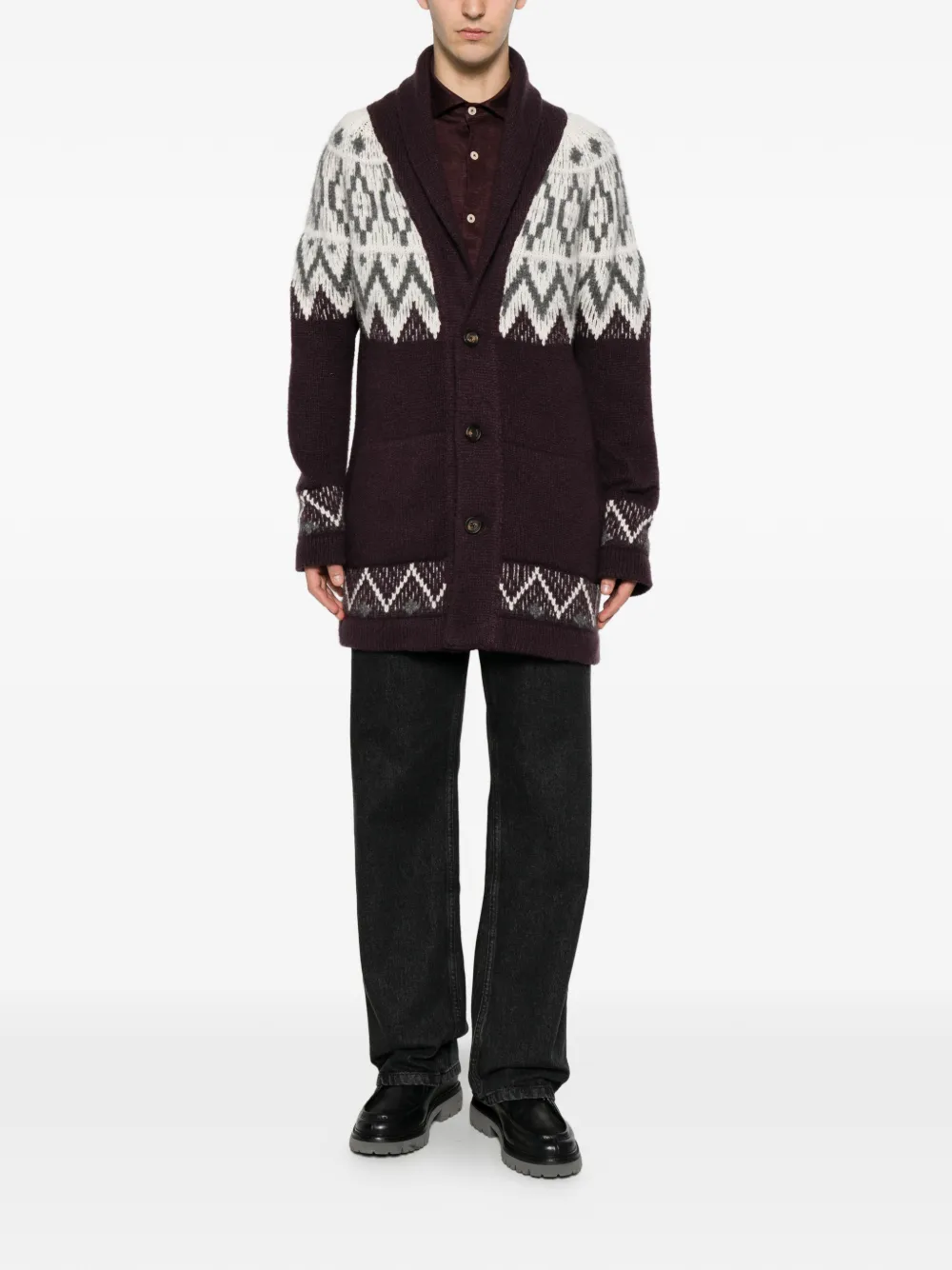 Eleventy Fair Isle vest met sjaalkraag Rood