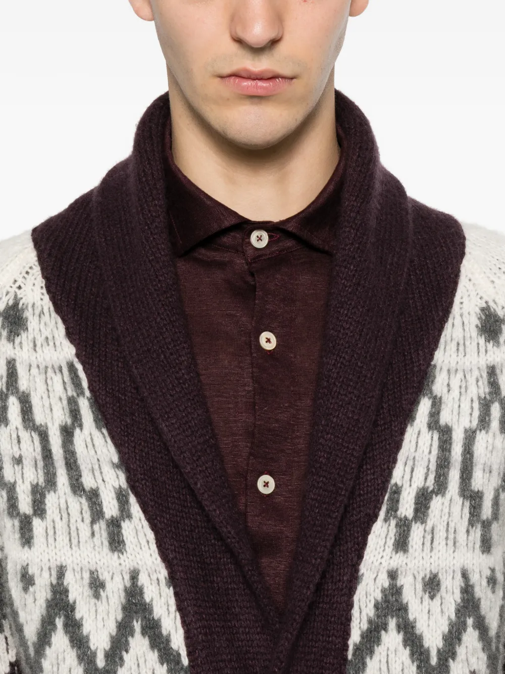 Eleventy Fair Isle vest met sjaalkraag Rood