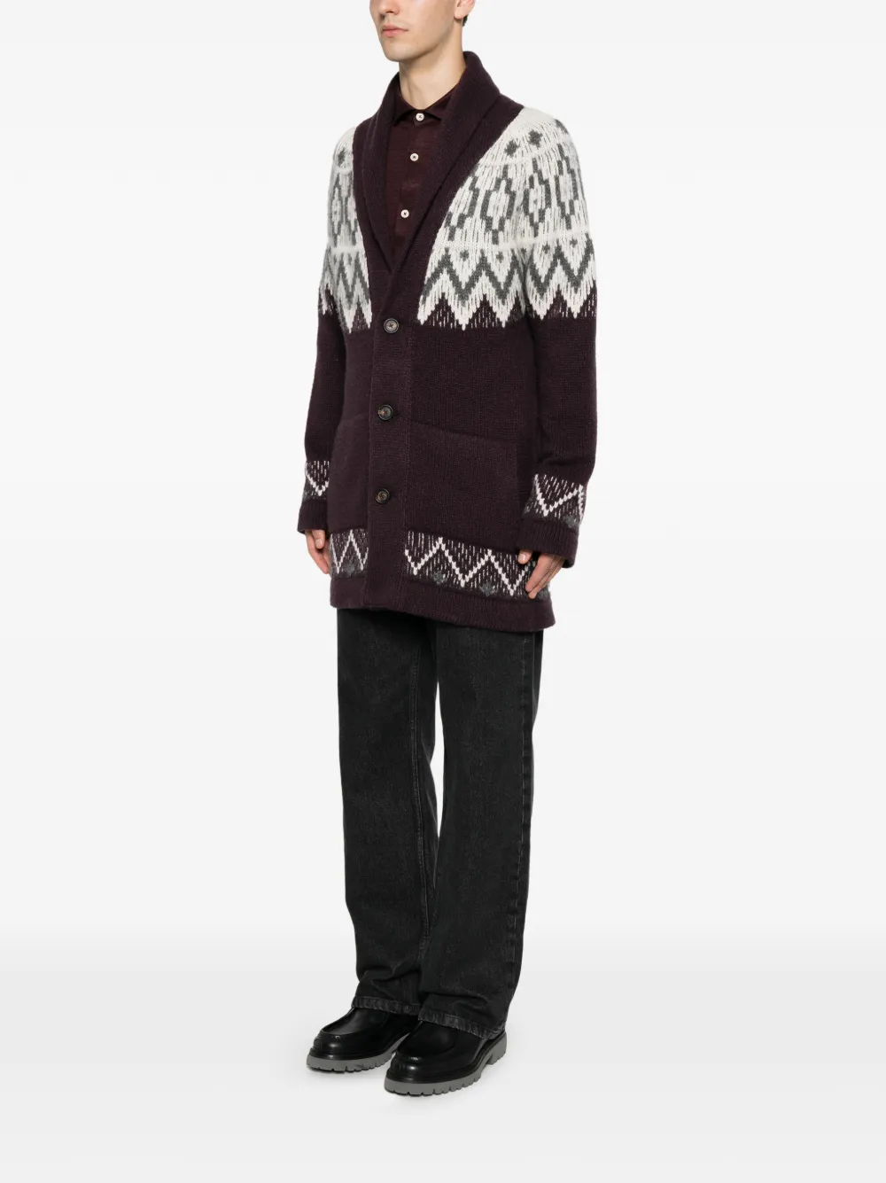 Eleventy Fair Isle vest met sjaalkraag Rood