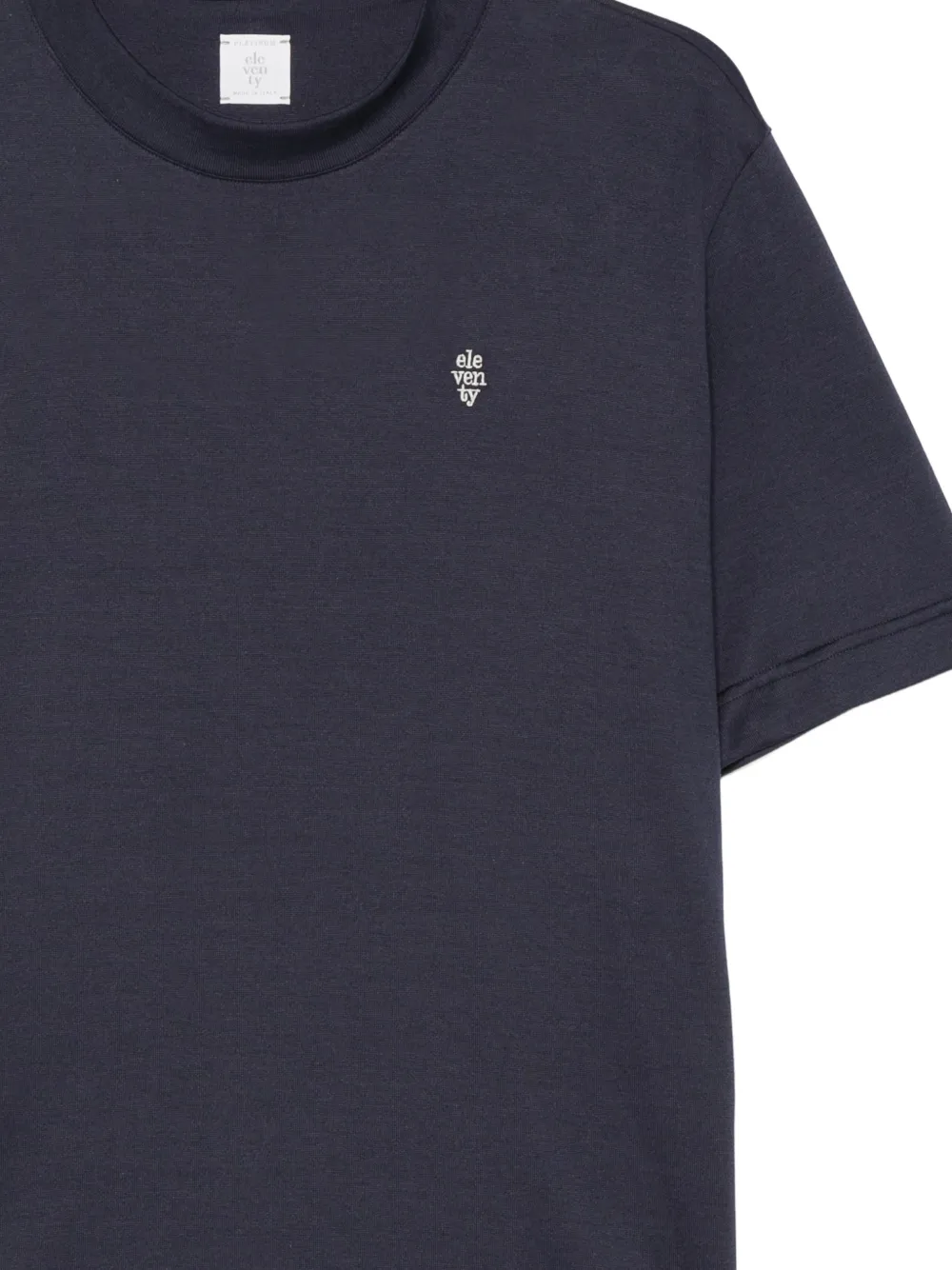 Eleventy T-shirt met geborduurd logo Blauw