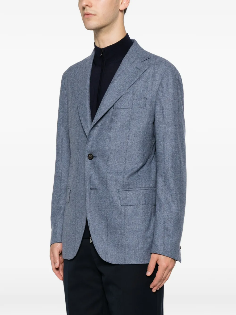 Eleventy Jack met gekerfde revers en krijtstreep Blauw