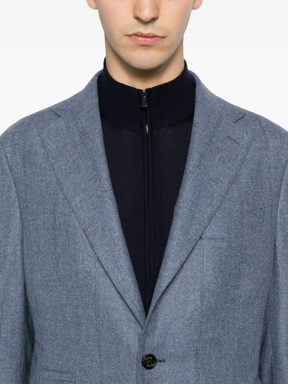 Eleventy Jack met gekerfde revers en krijtstreep Blauw