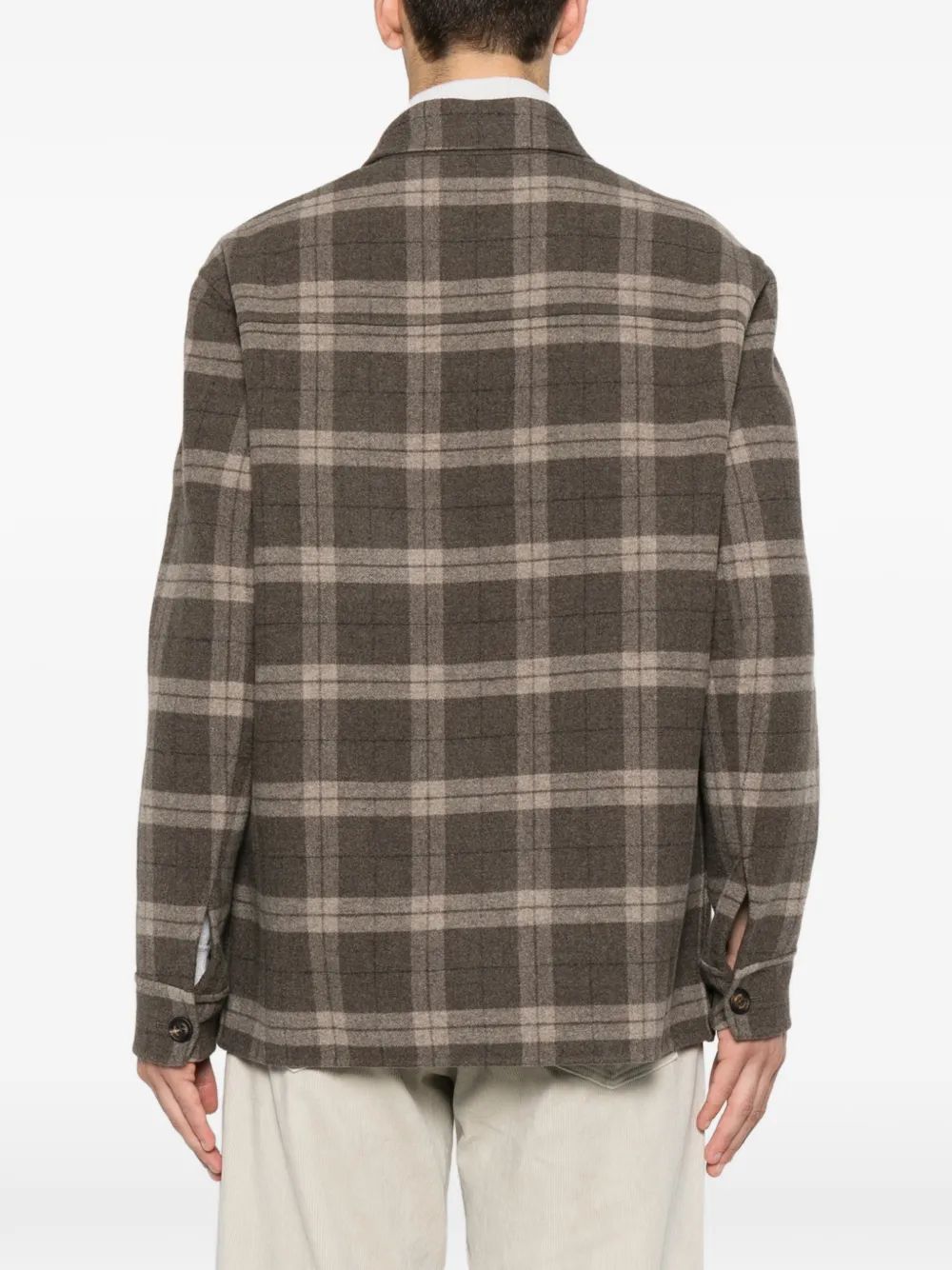 Eleventy Geruit shirtjack Bruin
